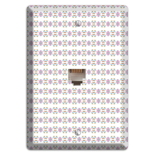 White with Lavendar Green Red Tapestry Phone Wallplate