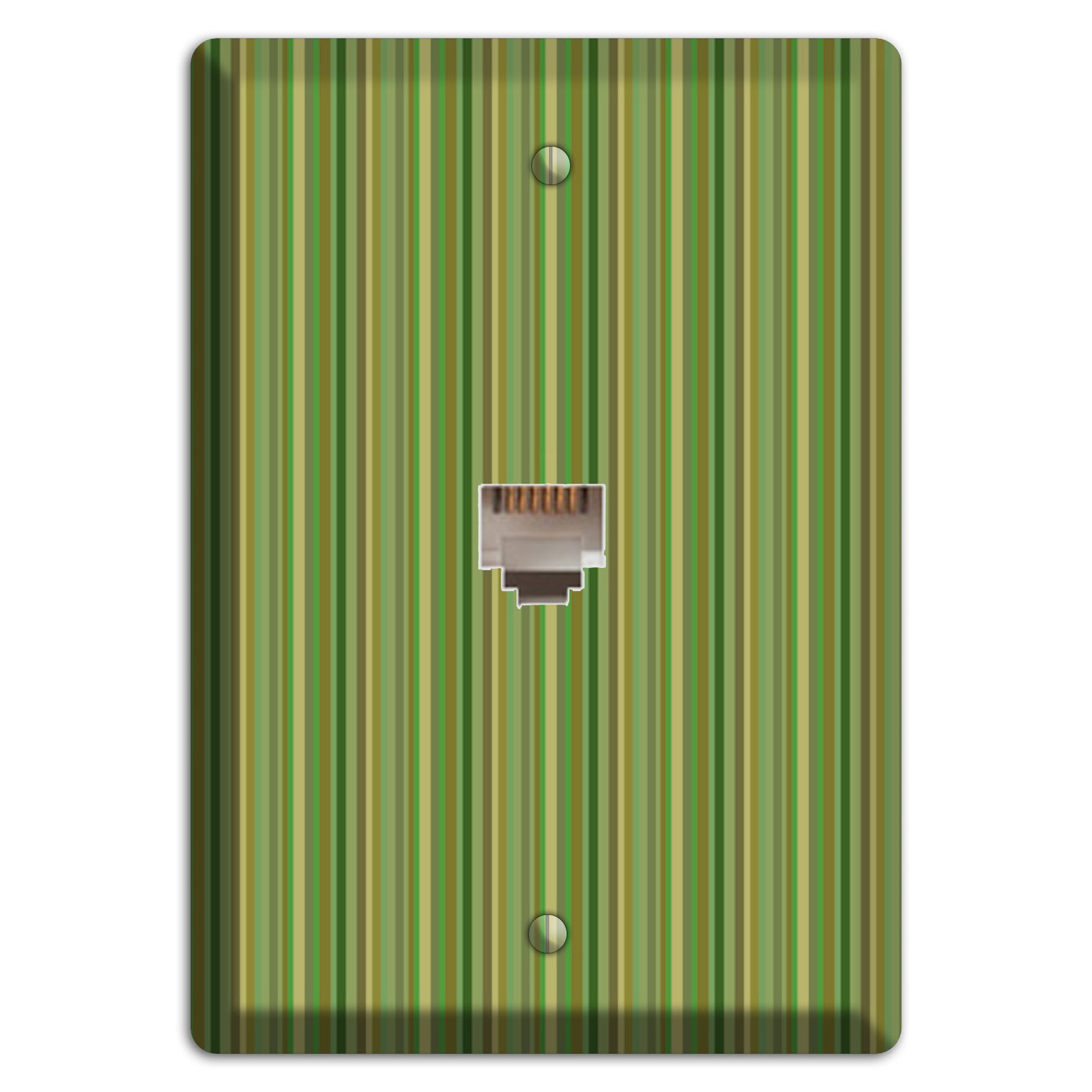 Multi Green Vertical Stripes Phone Wallplate
