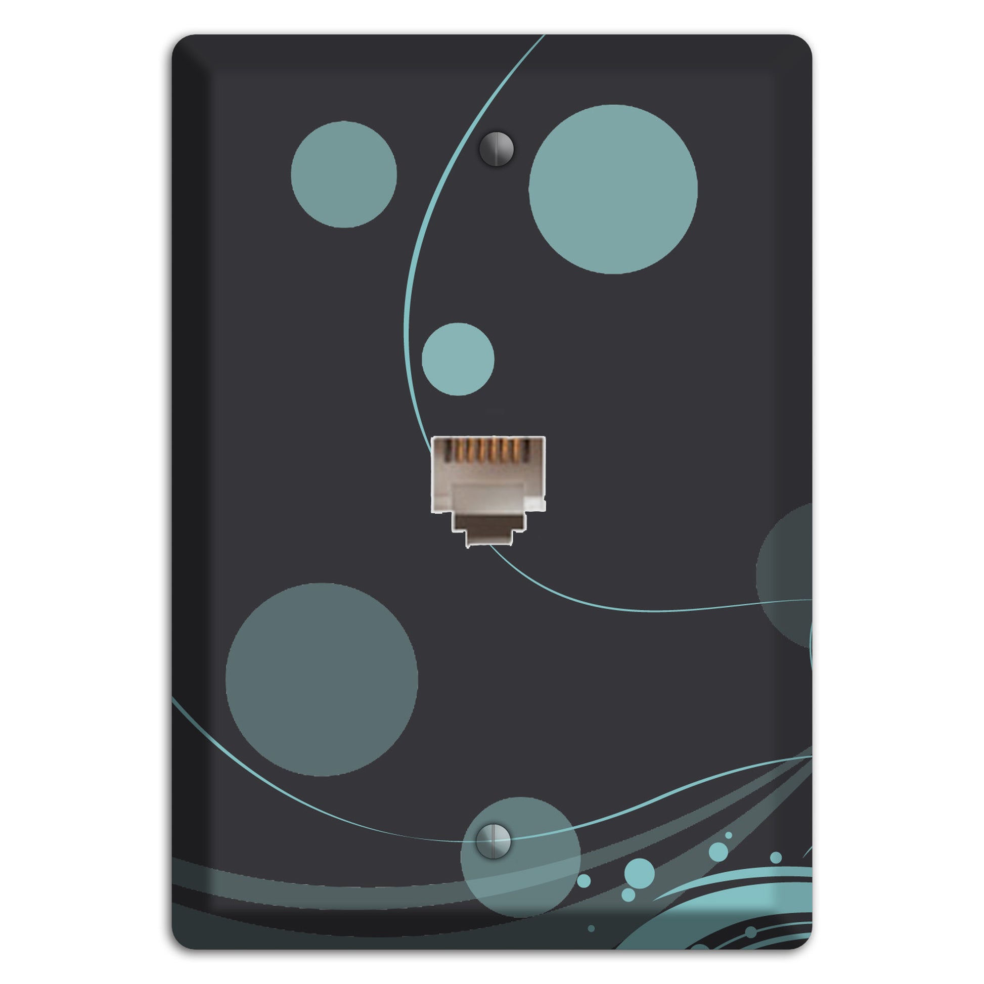 Dark Grey with Blue-grey Dots and Swirls Phone Wallplate