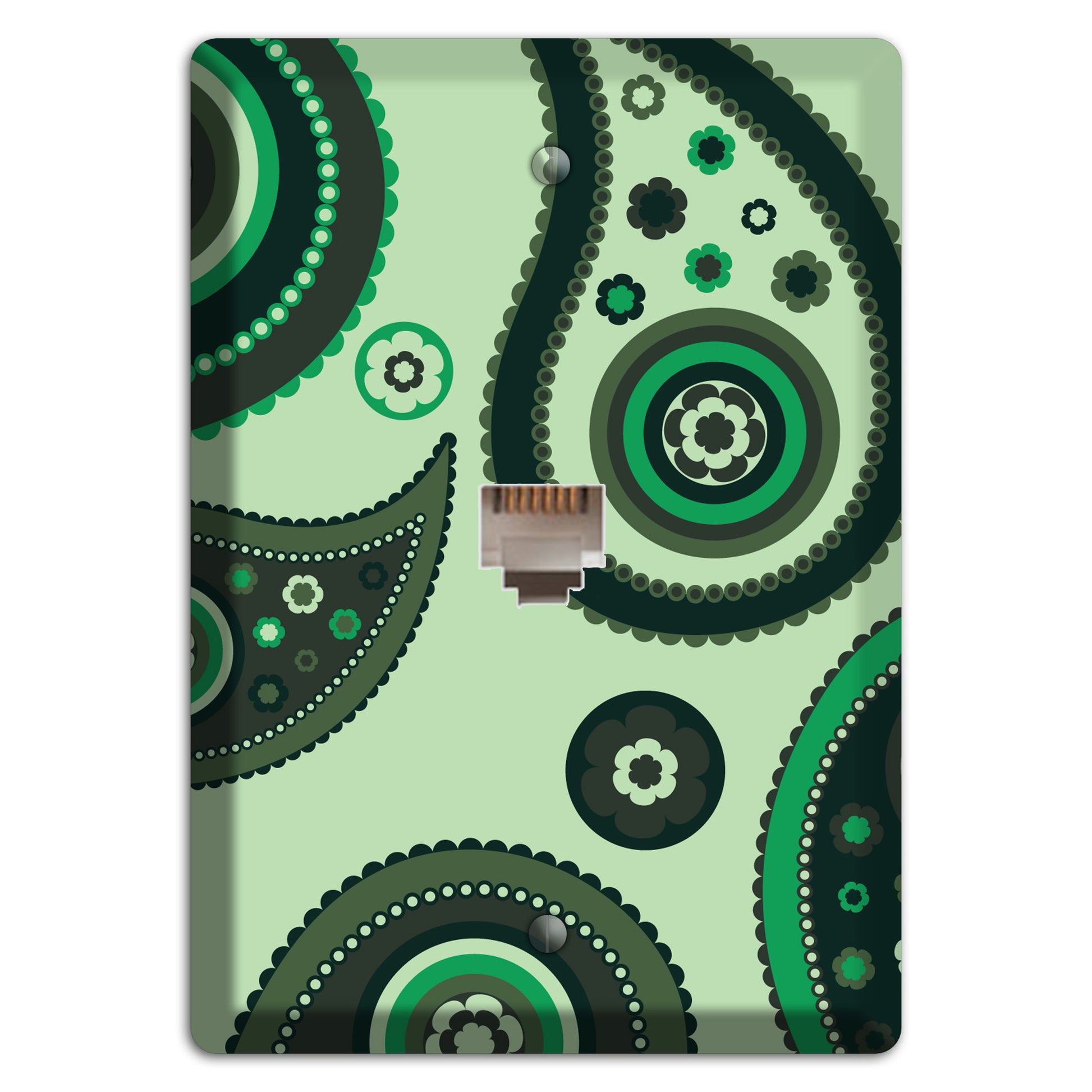 Green Paisley Phone Wallplate