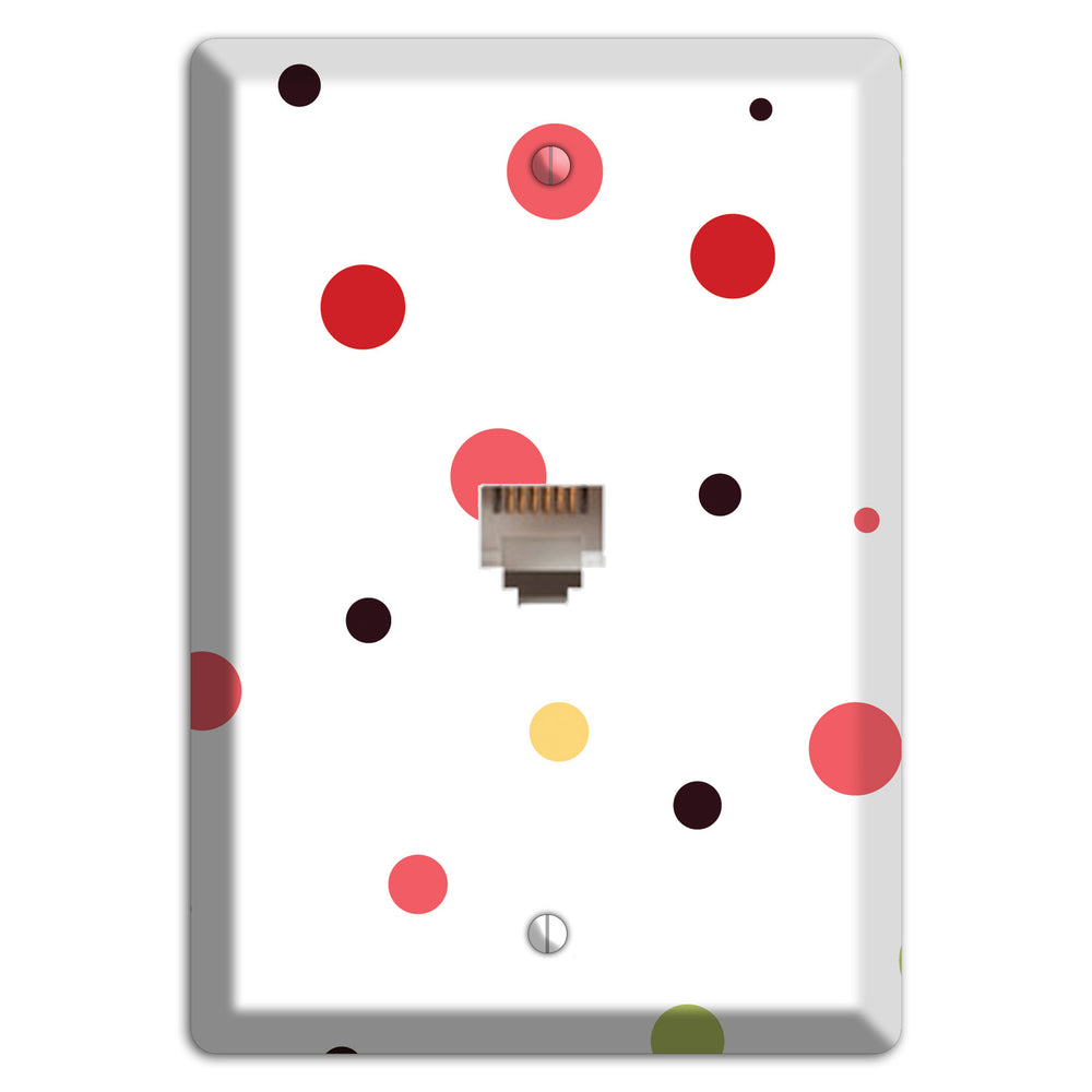 White with Multi Pink Small Dots Phone Wallplate