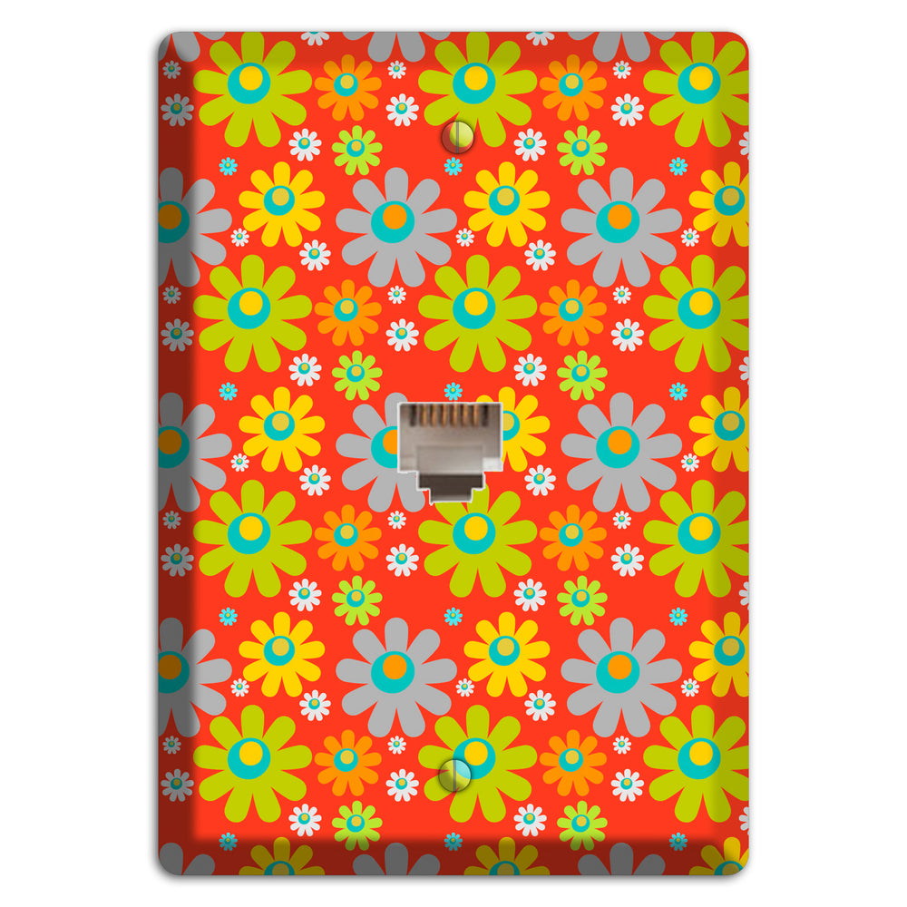 Orange and Yellow Flower Power Phone Wallplate