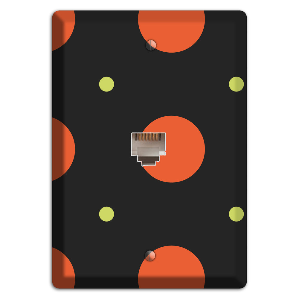 Black wih Orange and Lime Multi Tiled Medium Dots Phone Wallplate