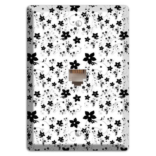 Black and White Flowers Phone Wallplate