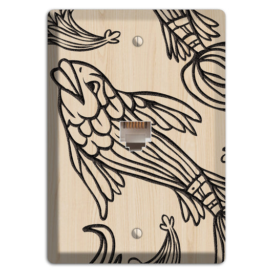 Koi Wood Lasered Phone Wallplate