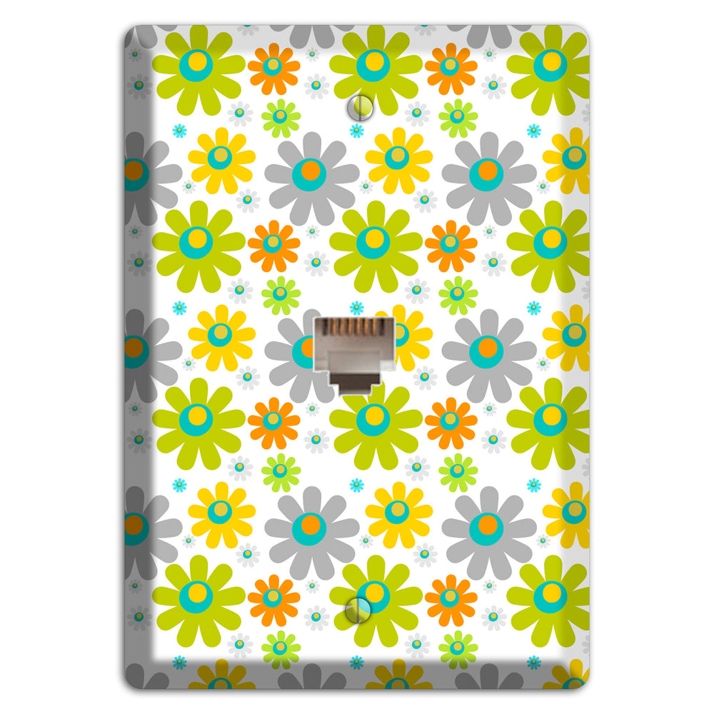White and Yellow Flower Power Phone Wallplate