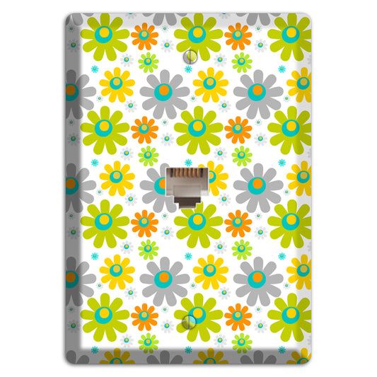 White and Yellow Flower Power Phone Wallplate