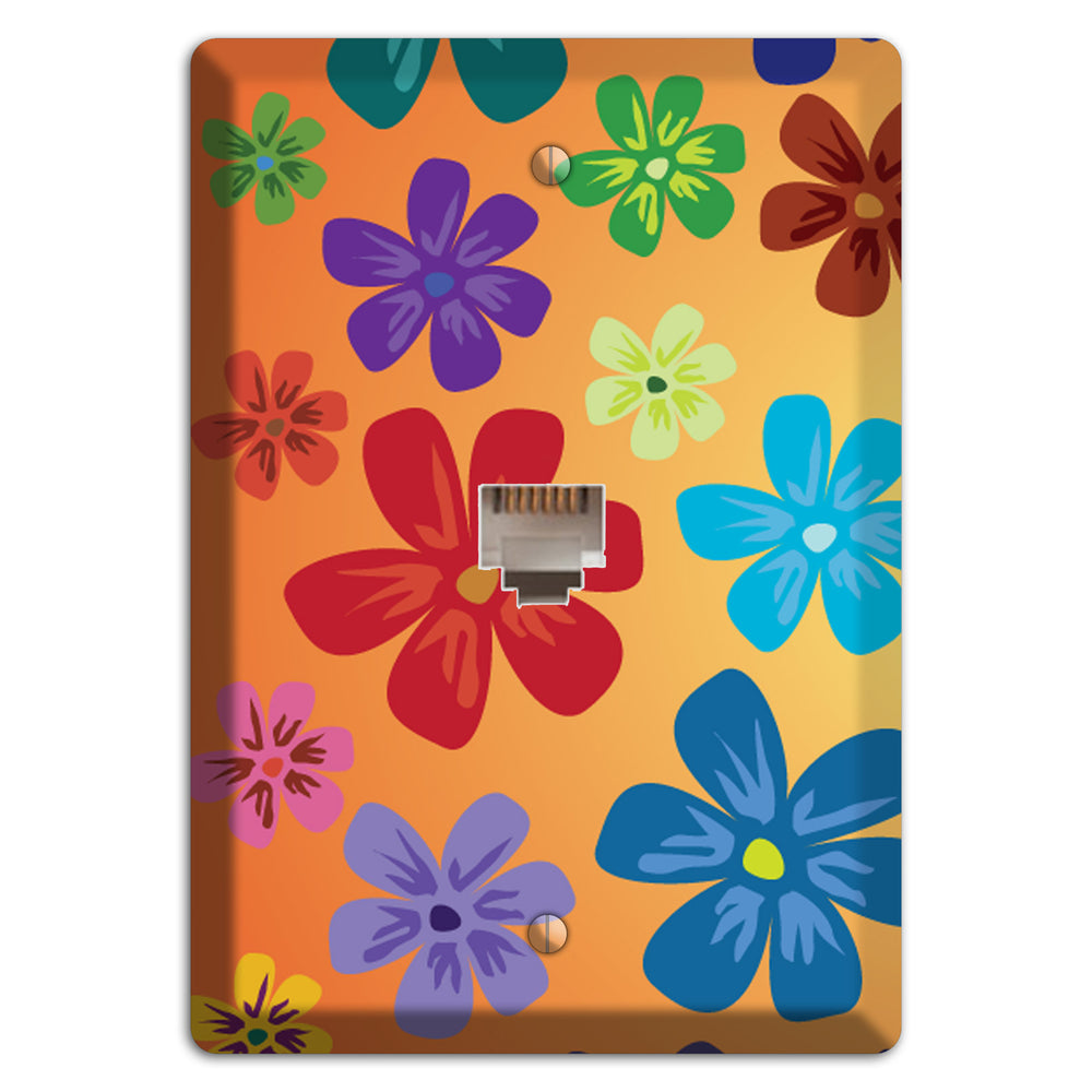 Brown Flowers Phone Wallplate