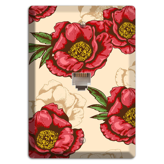 Red Peony Style A Phone Wallplate
