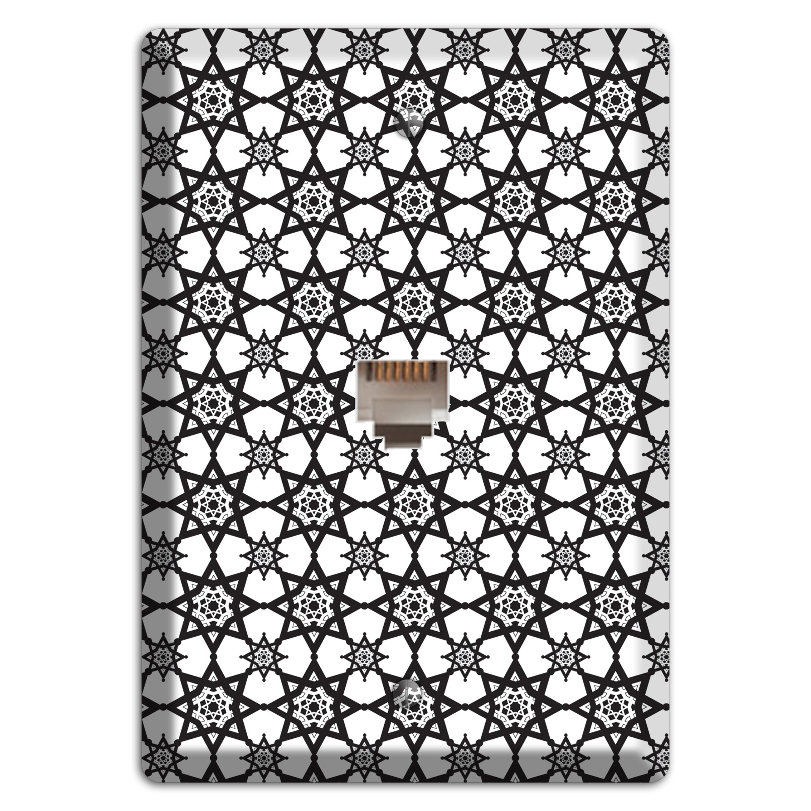 White and Black Arabesque Phone Wallplate