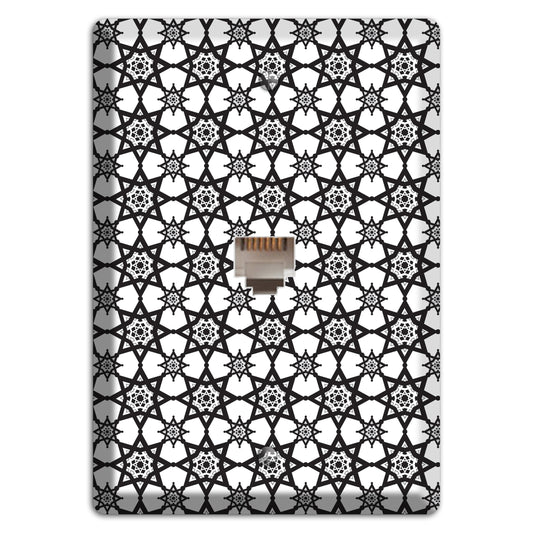 White and Black Arabesque Phone Wallplate