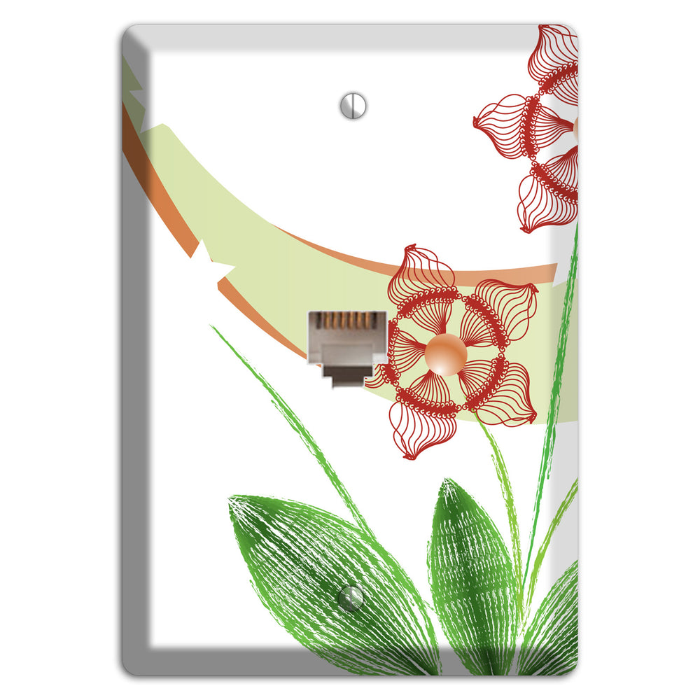 Green Abstract Flowers Phone Wallplate