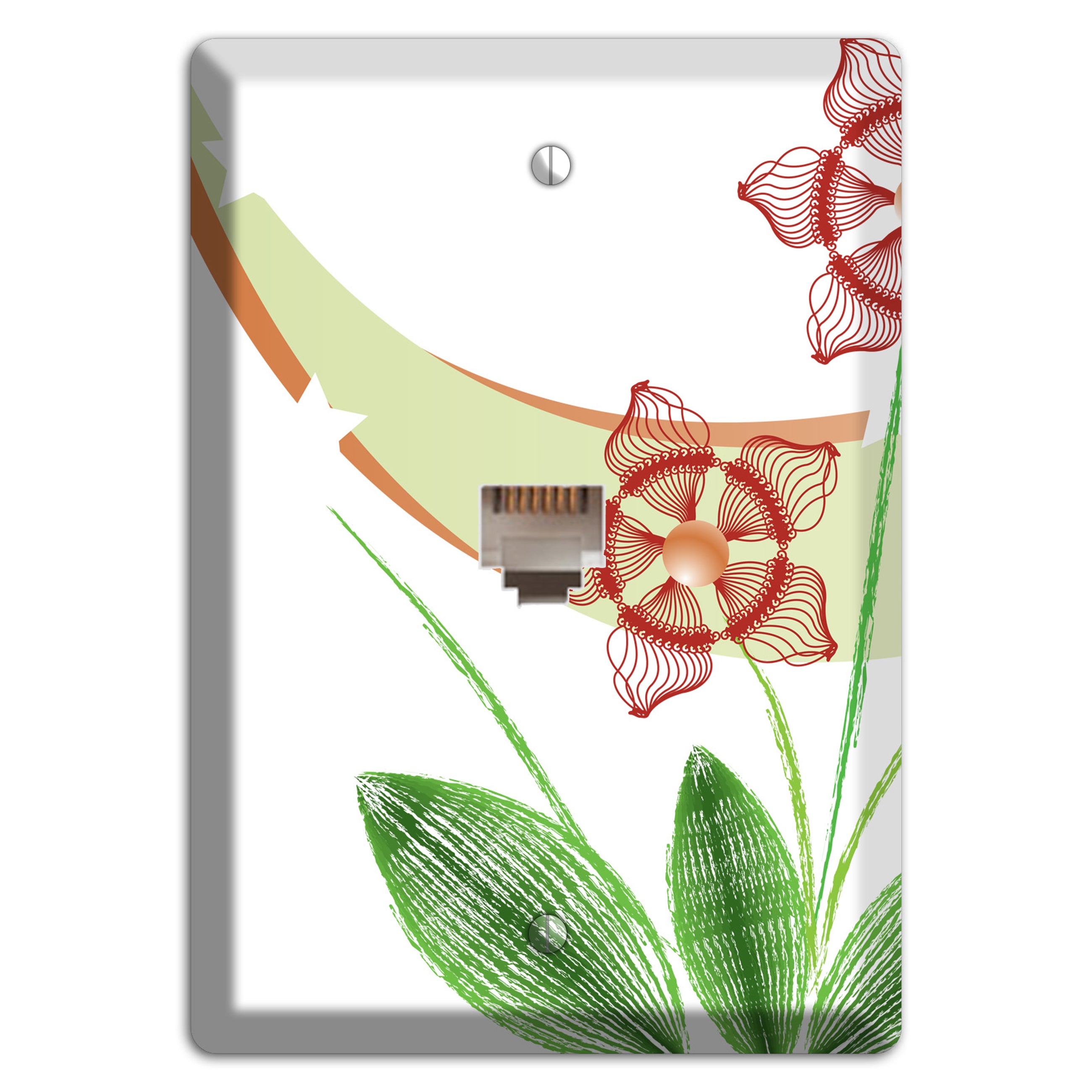 Green Abstract Flowers Phone Wallplate