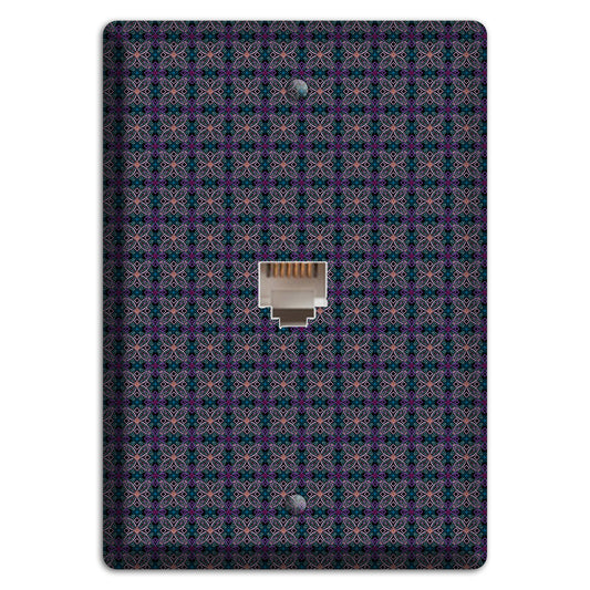 Purple and Green Tiled Floral Foulard Phone Wallplate
