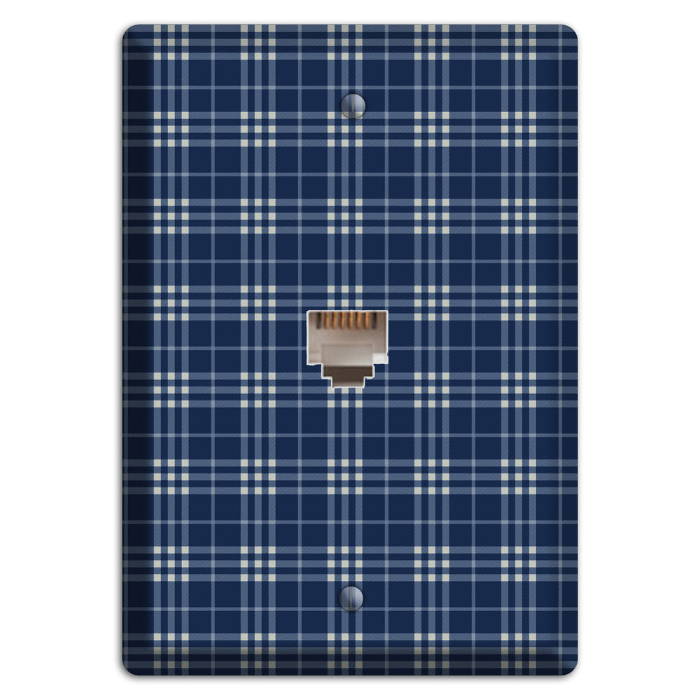 Blue and White Plaid Phone Wallplate