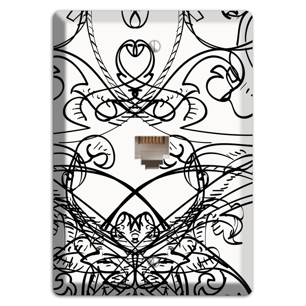 White Deco Sketch Phone Wallplate