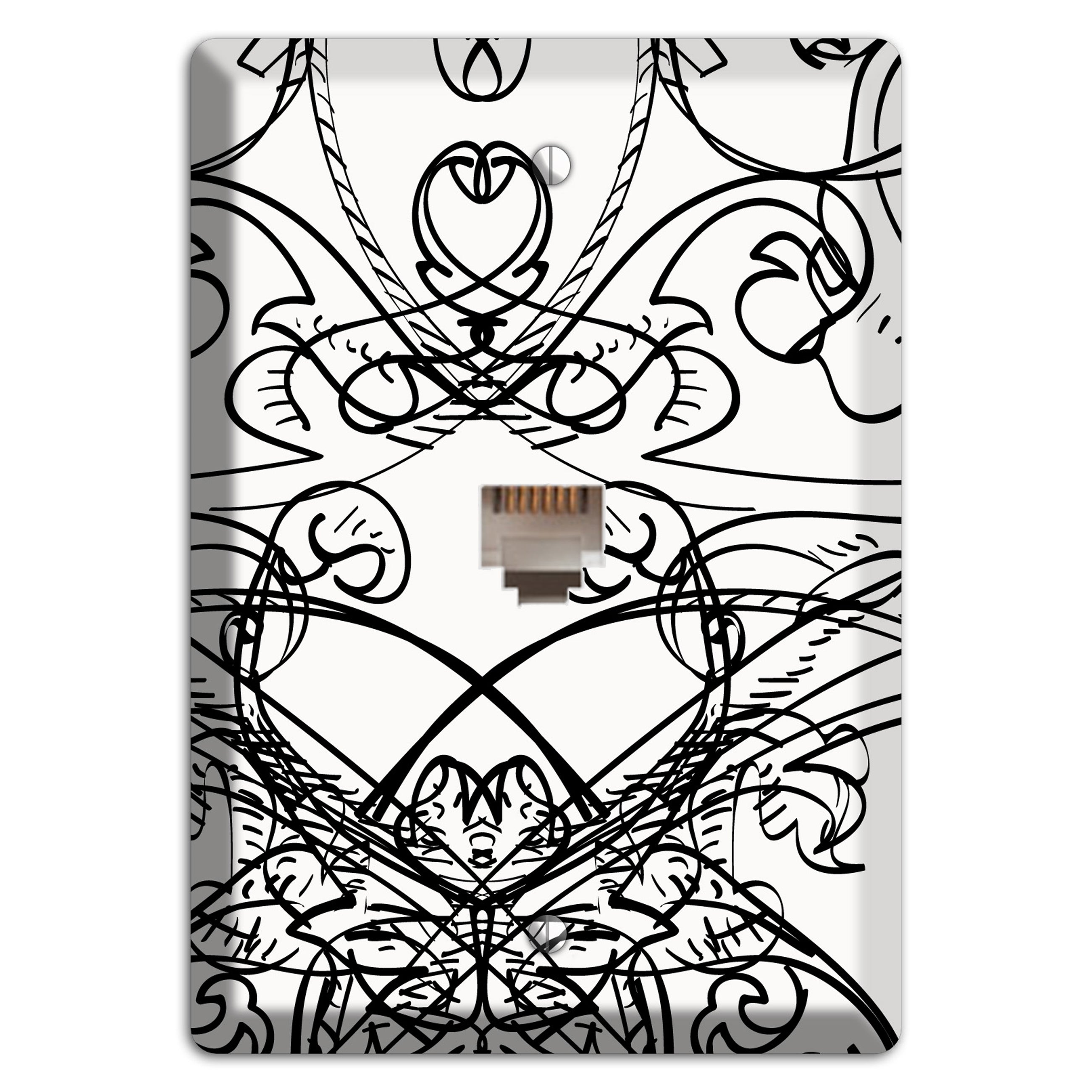 White Deco Sketch Phone Wallplate