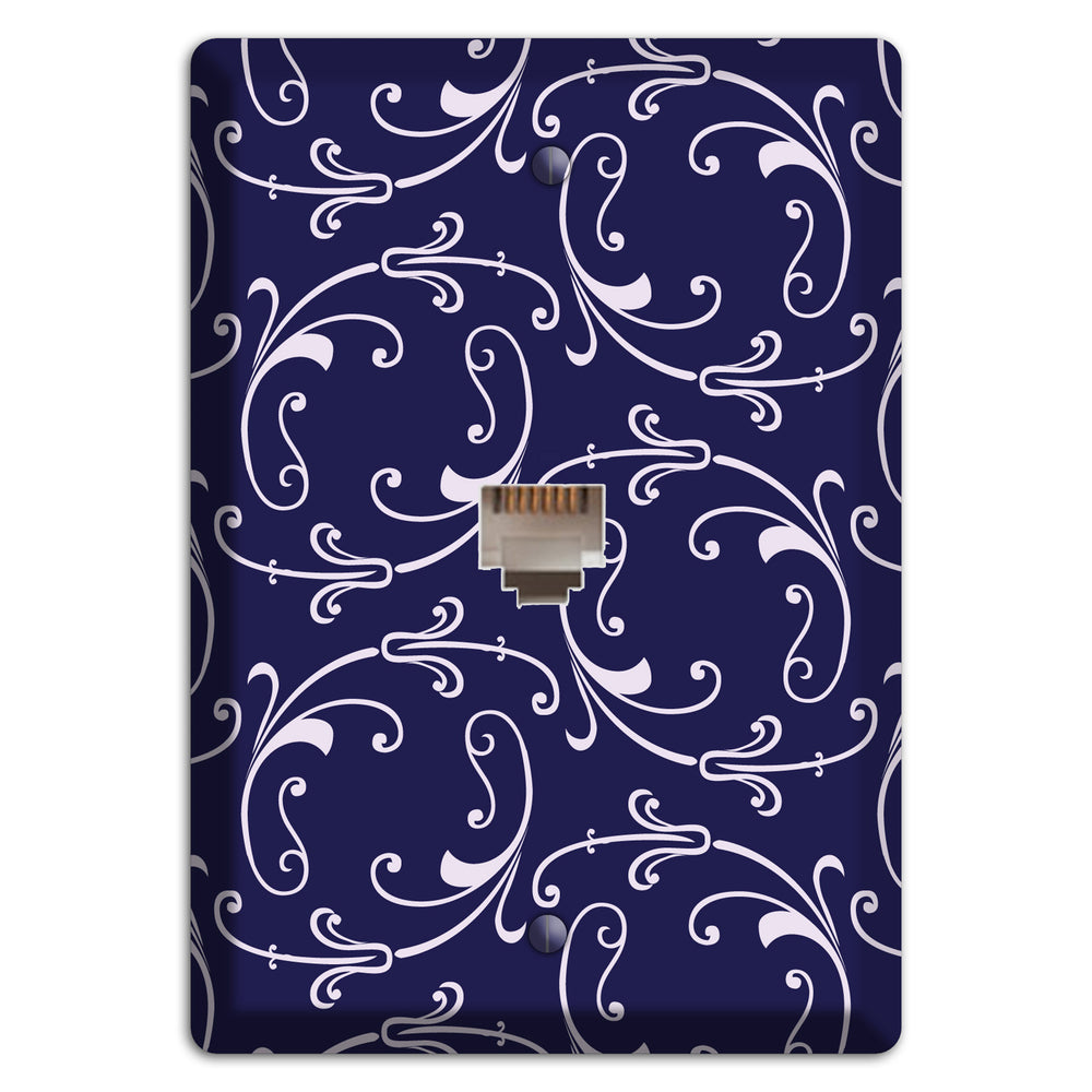 Navy Victorian Sprig Phone Wallplate