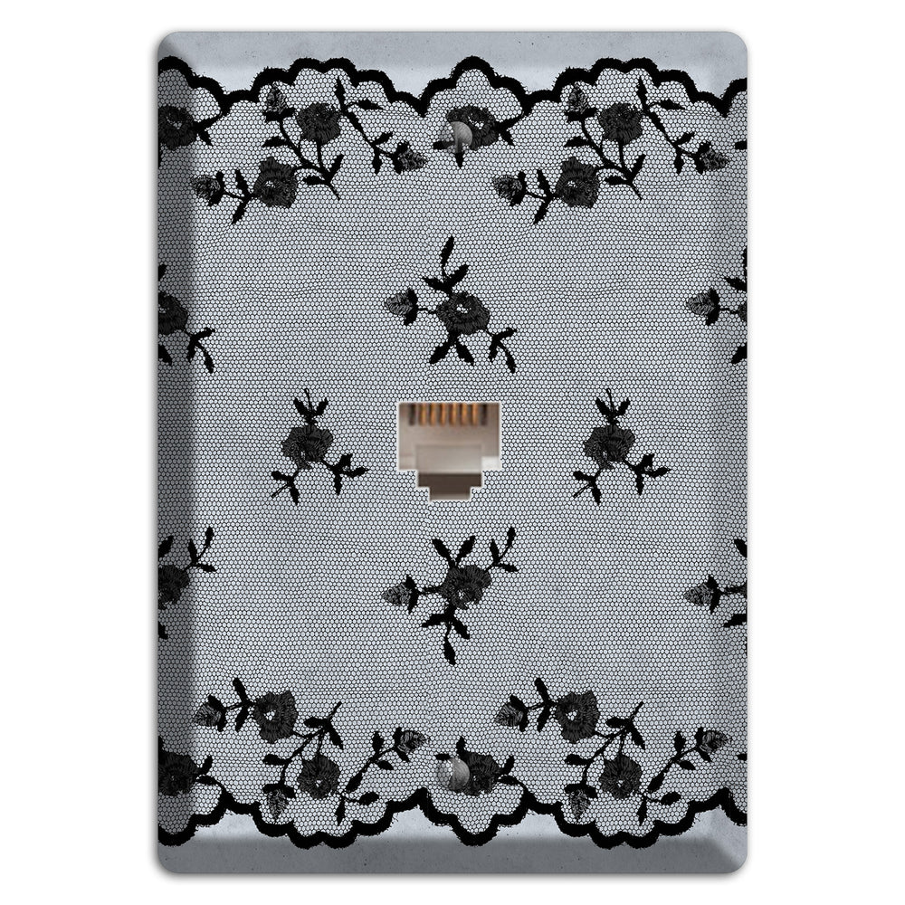 Embroidered Floral Gray Phone Wallplate