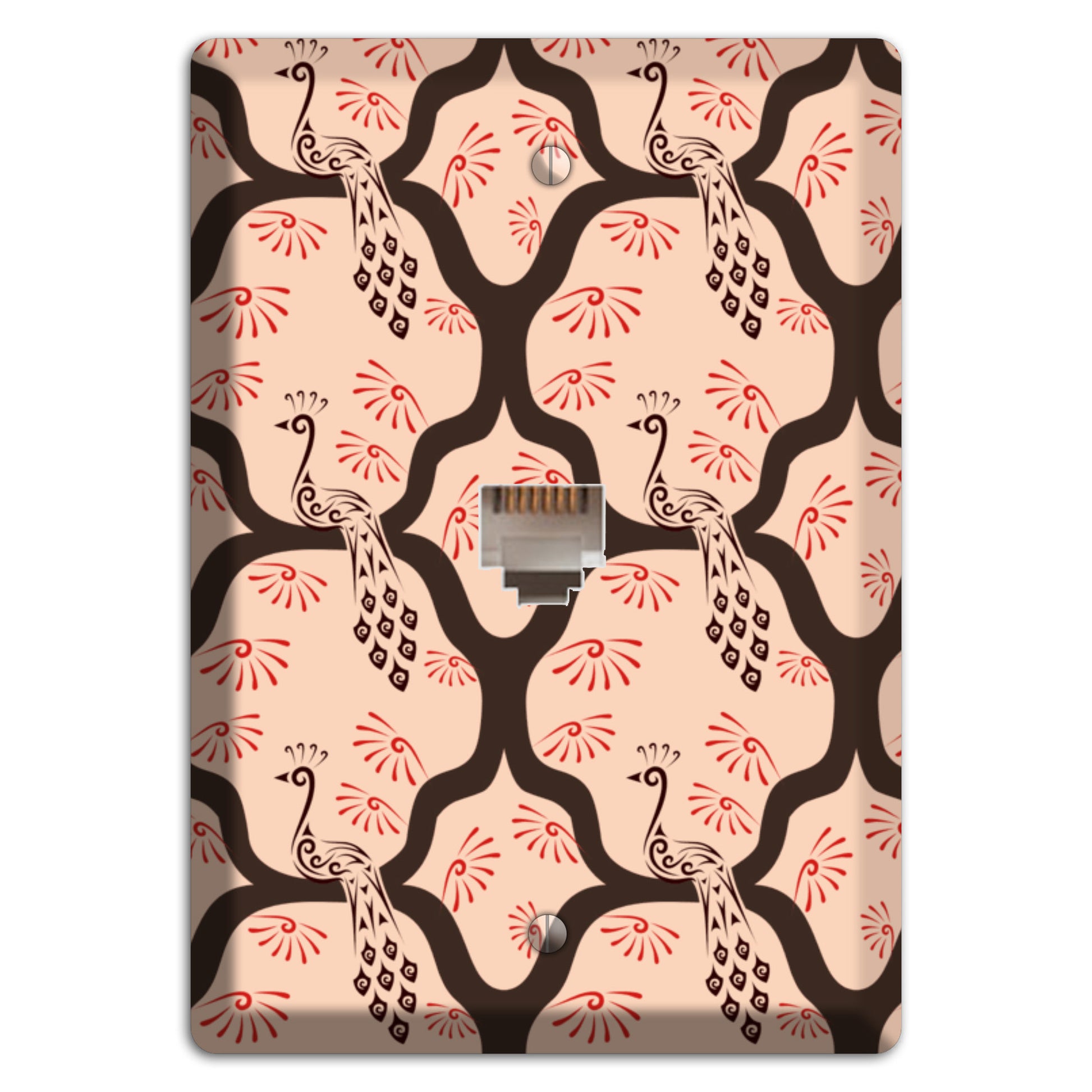 Light Quatrefoil Peacock Phone Wallplate