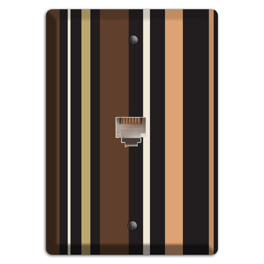 Multi Brown and Coral Vertical Stripe Phone Wallplate