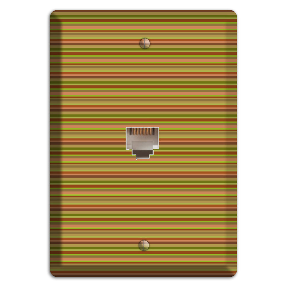 Multi Olive Burgundy Horizontal Stripes Phone Wallplate