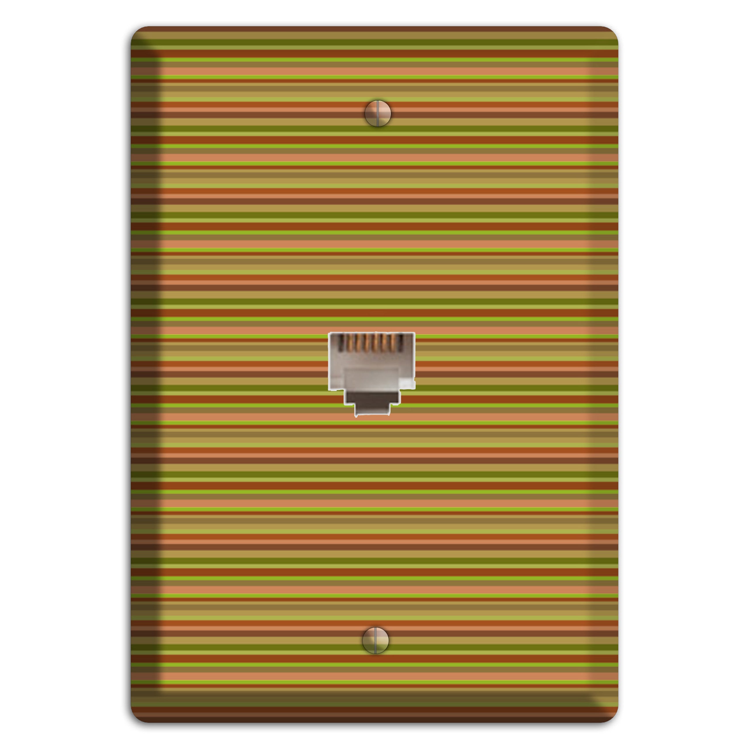 Multi Olive Burgundy Horizontal Stripes Phone Wallplate