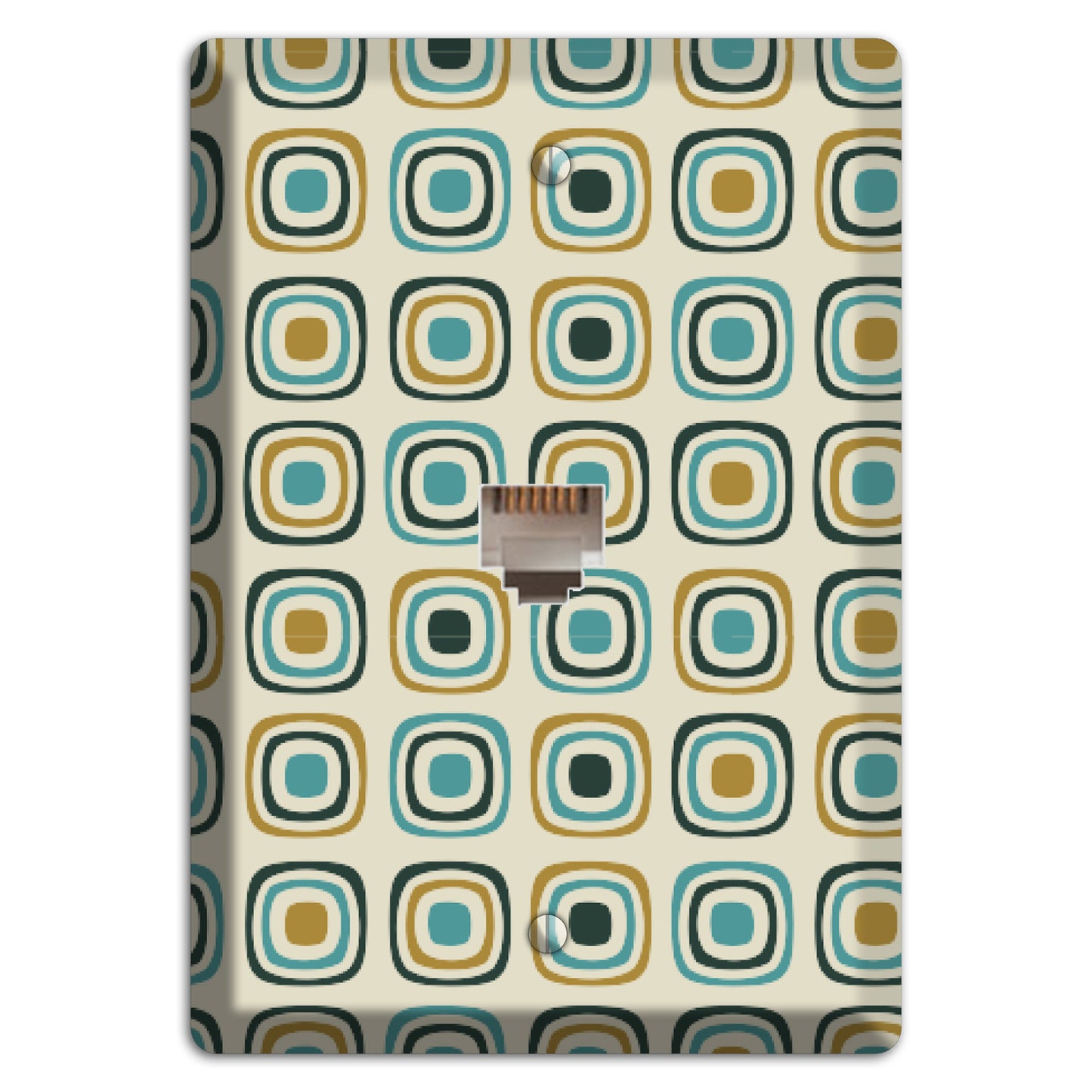 Yellow and Blue Rounded Squares Phone Wallplate