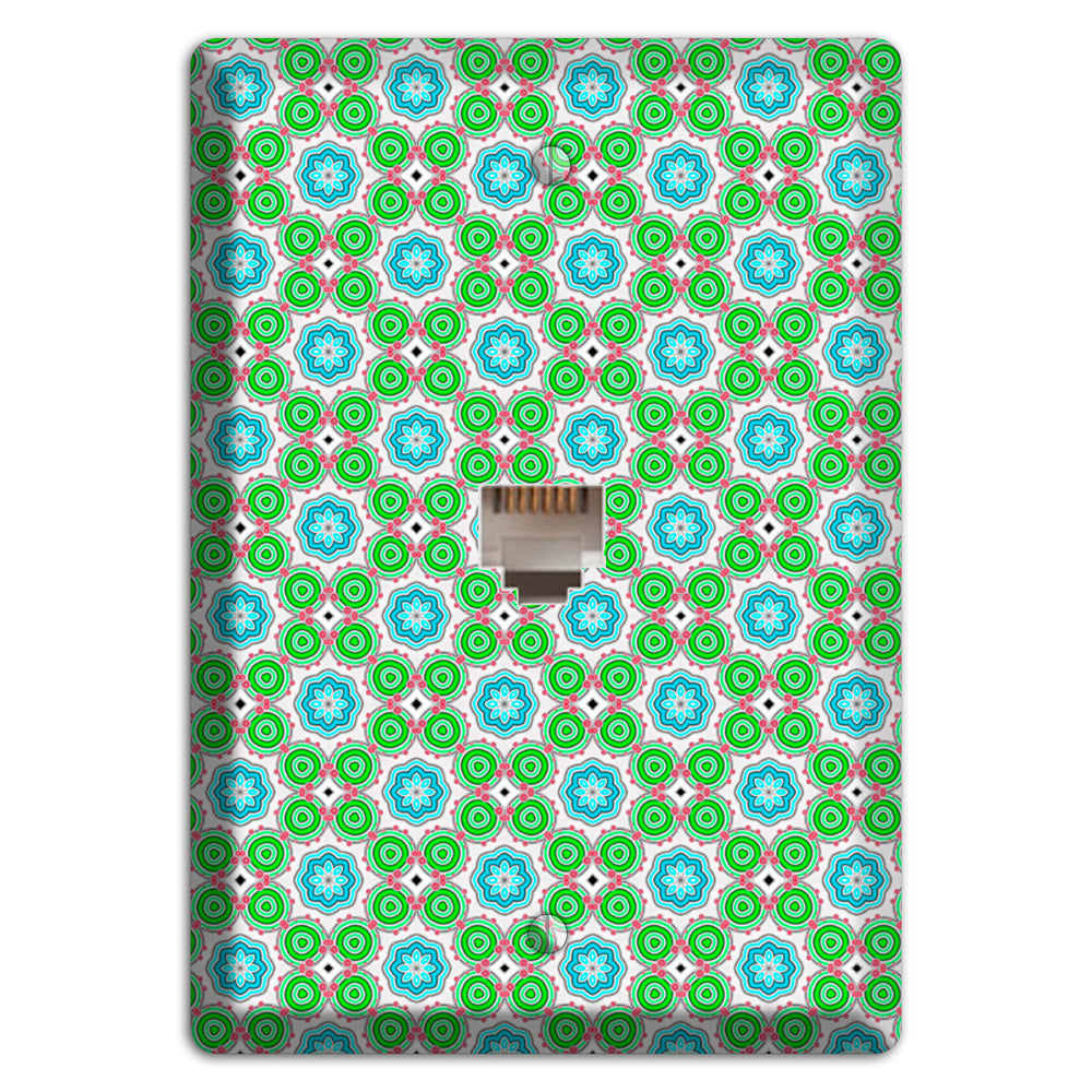 Green and Blue Foulard Phone Wallplate