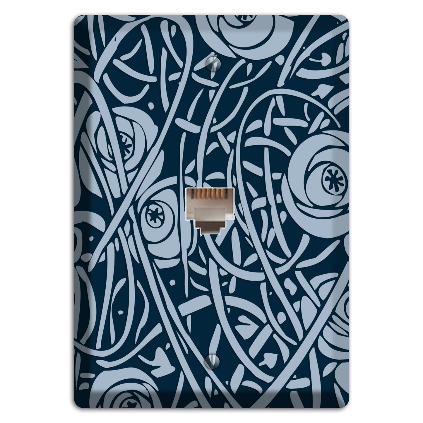 Navy Abstract Floral Phone Wallplate