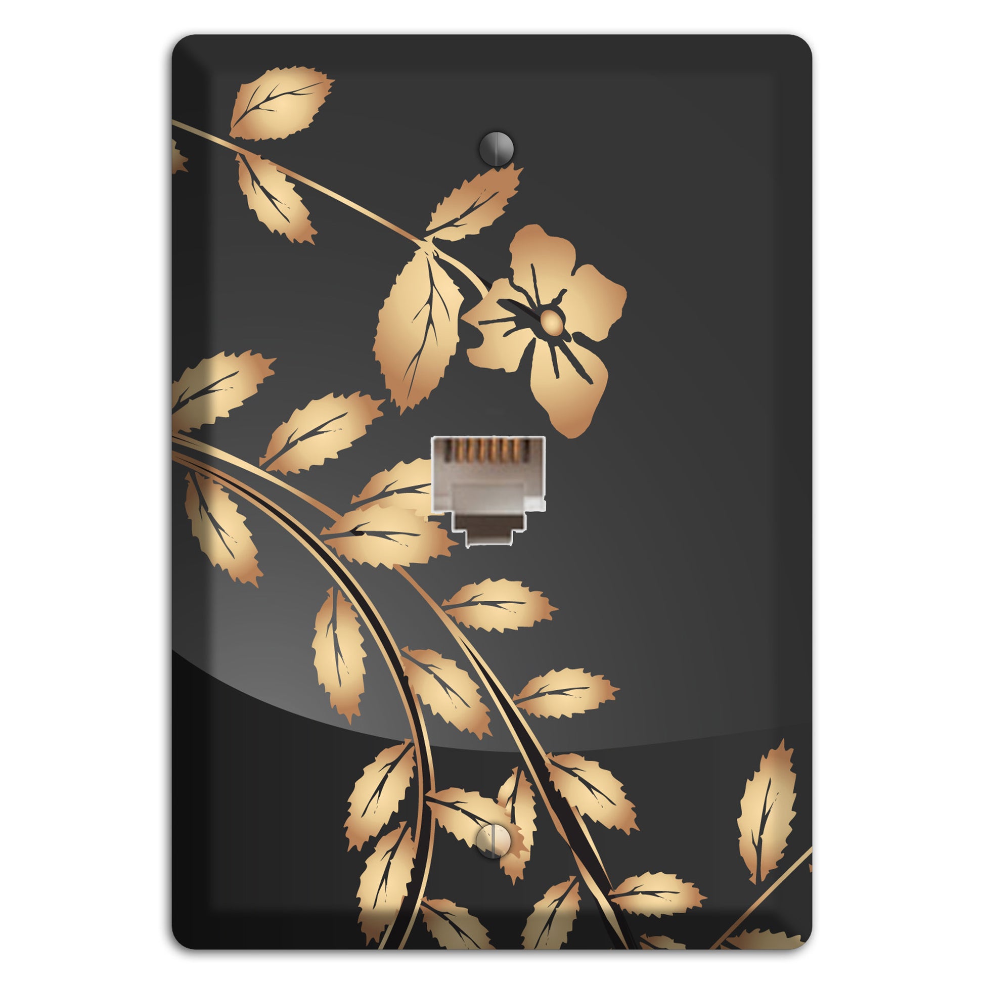 Black Sprig Phone Wallplate