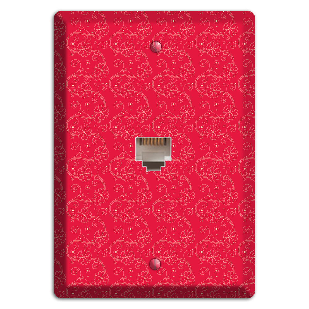 Tiny Red Floral Swirl Phone Wallplate