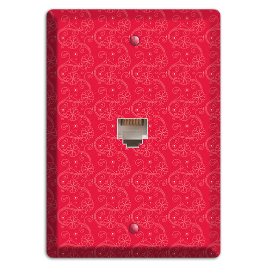 Tiny Red Floral Swirl Phone Wallplate