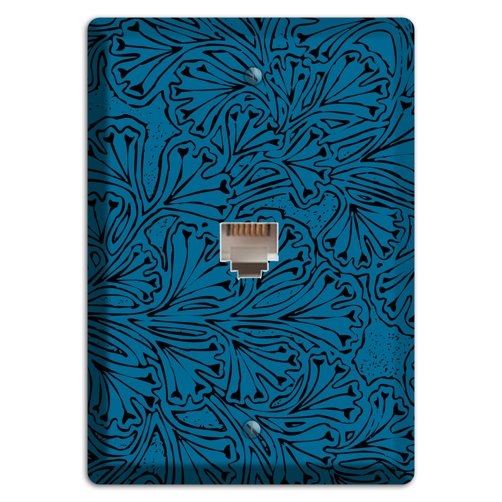 Deco Blue Interlocking Floral Phone Wallplate