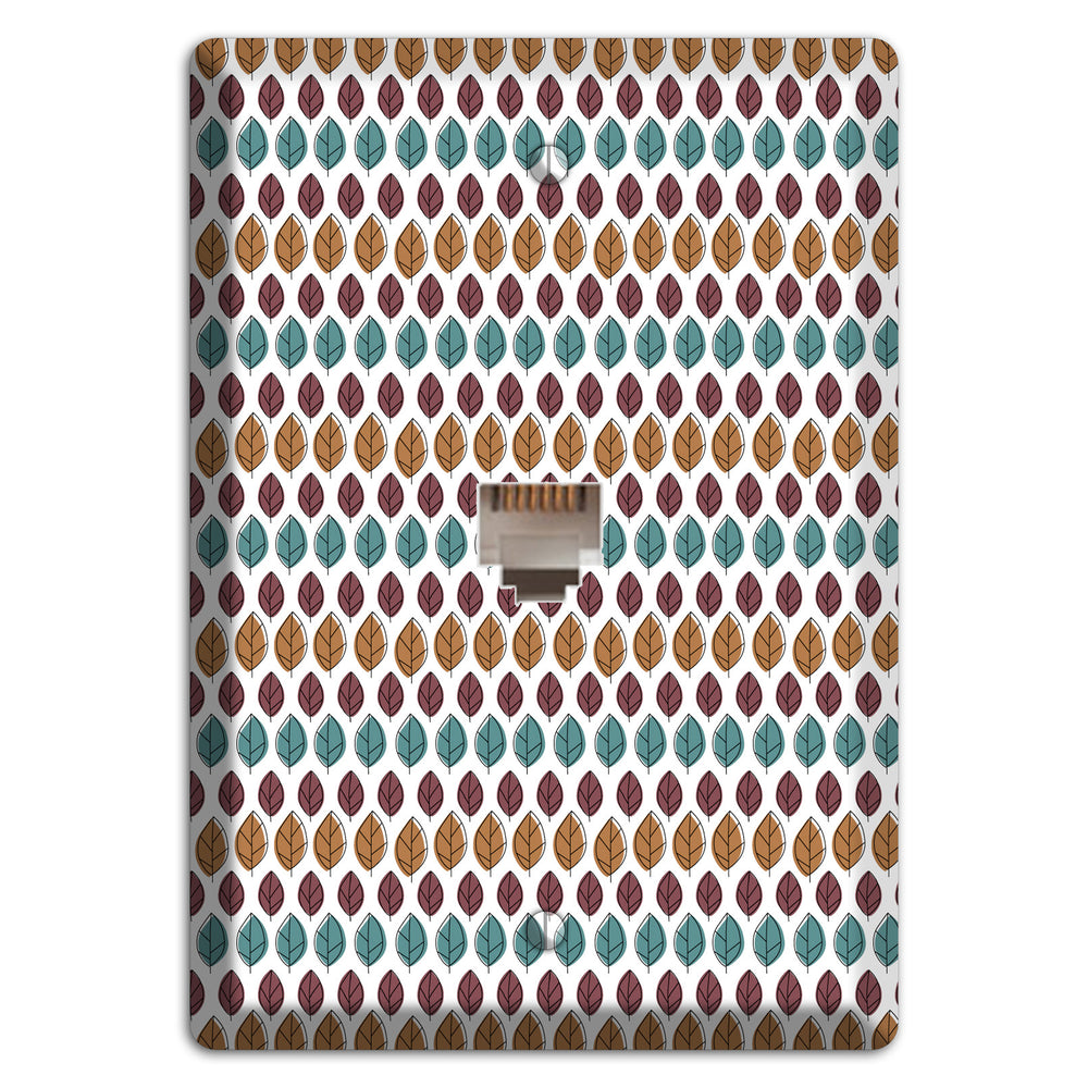 Multi Brown Dusty Blue Leaf Contour Phone Wallplate