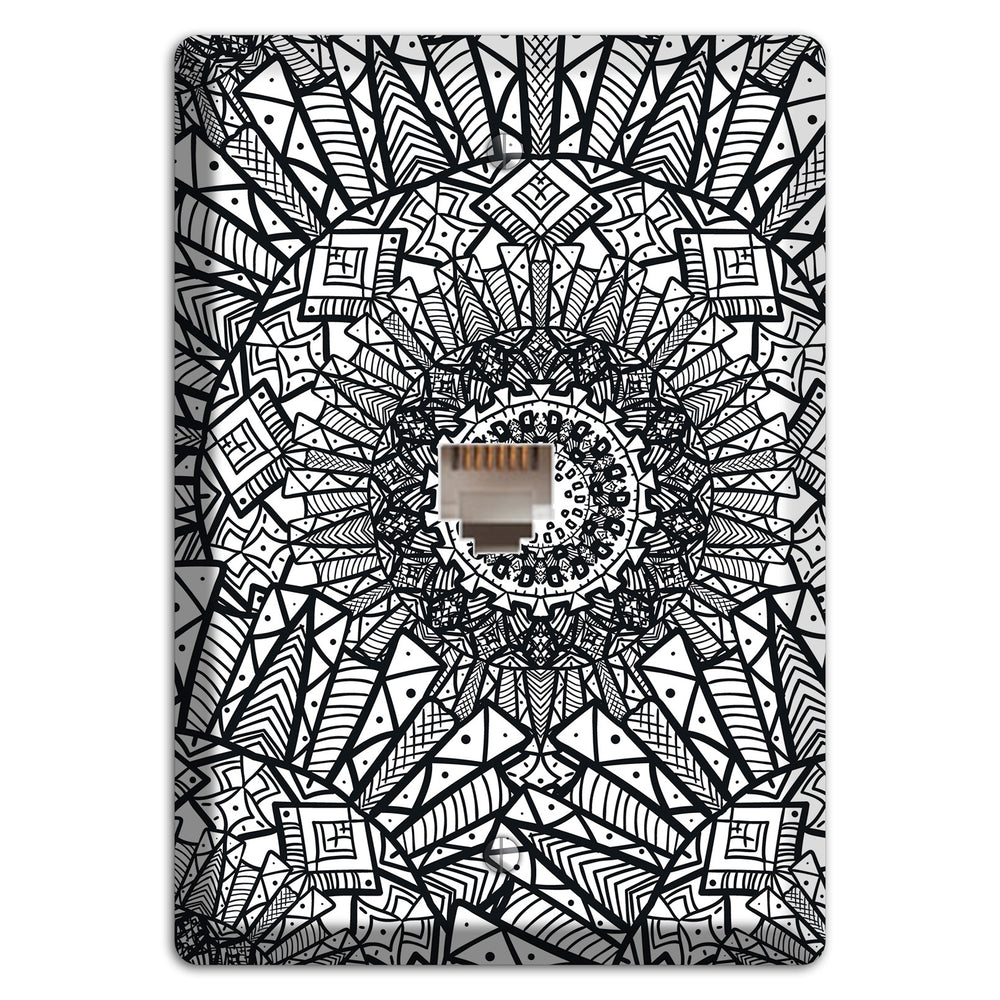Mandala Black and White Style X Cover Plates Phone Wallplate