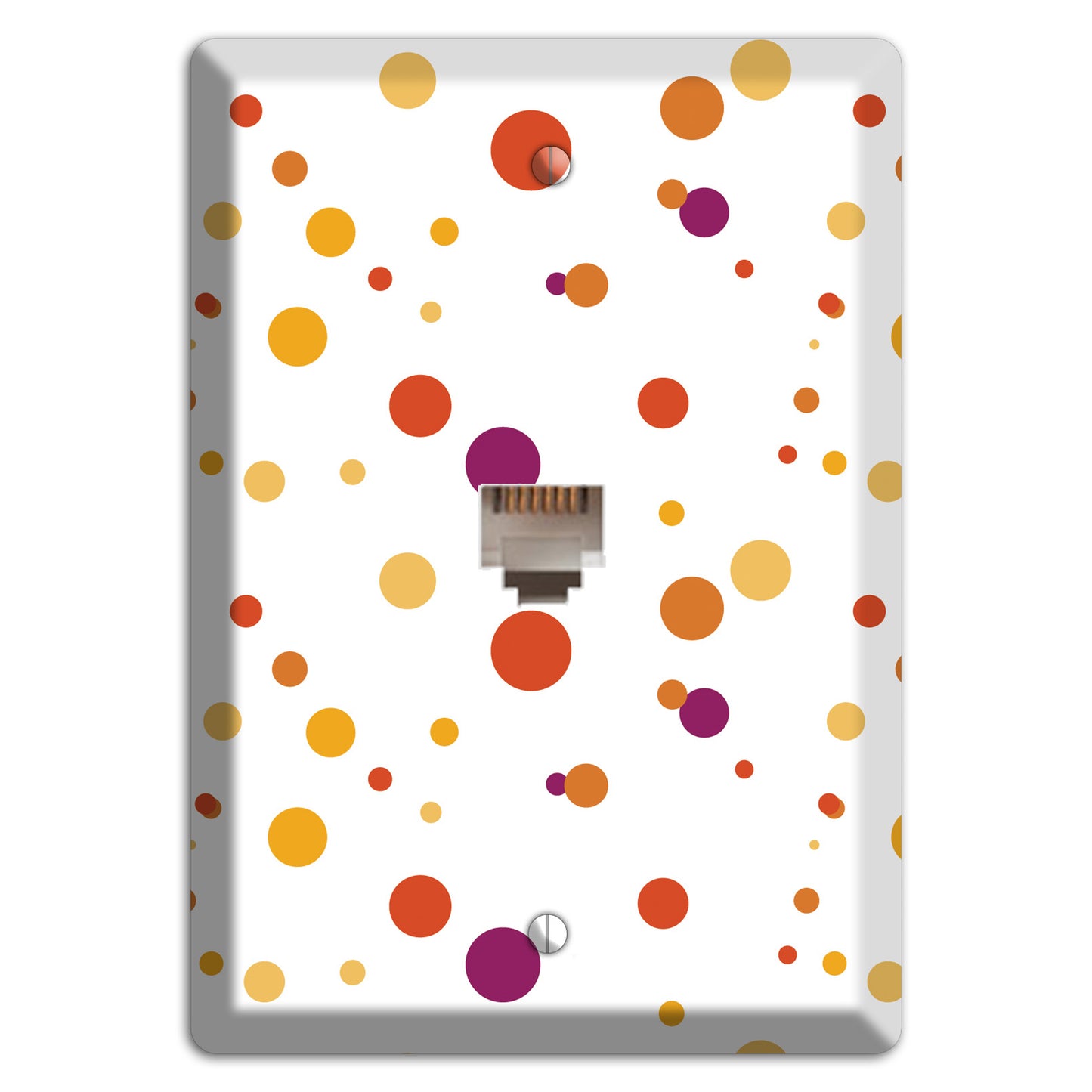 White with Multi Red and Umber Small Dots Phone Wallplate
