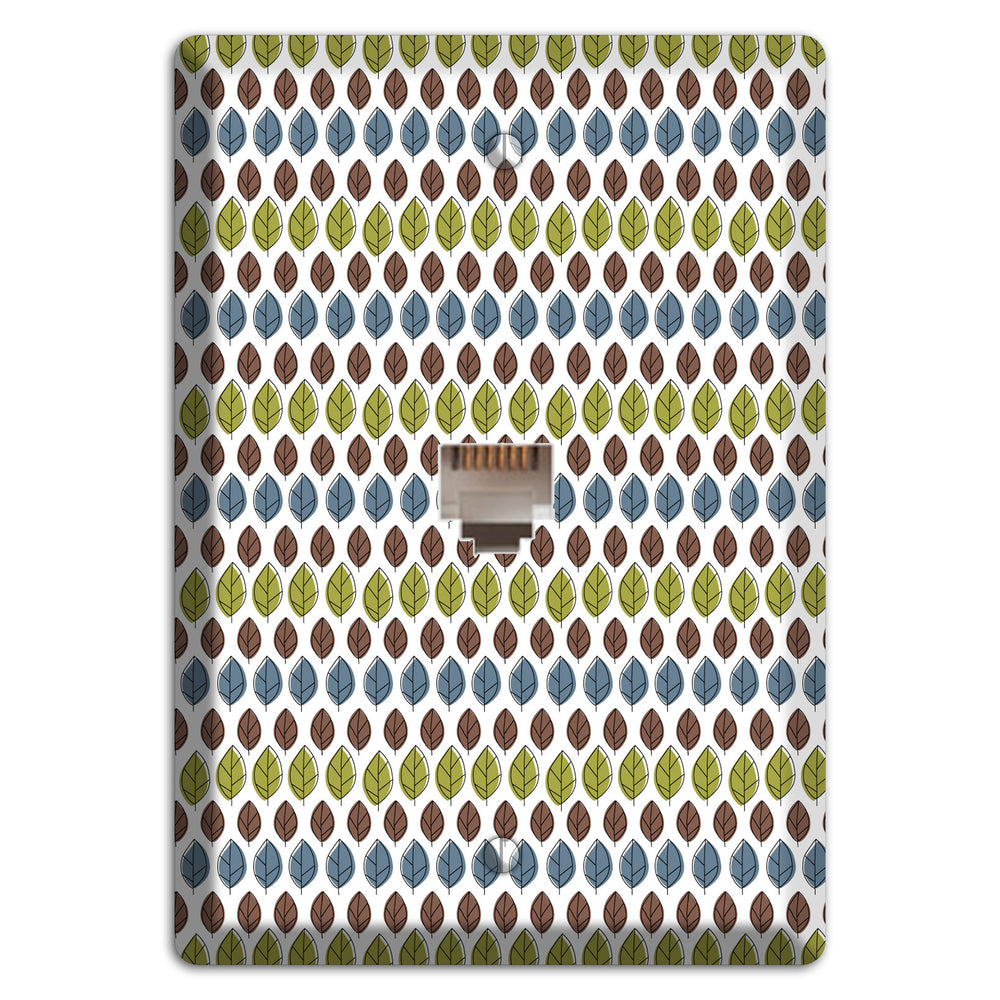 Sage Brown Dusty Blue Leaf Contour Phone Wallplate