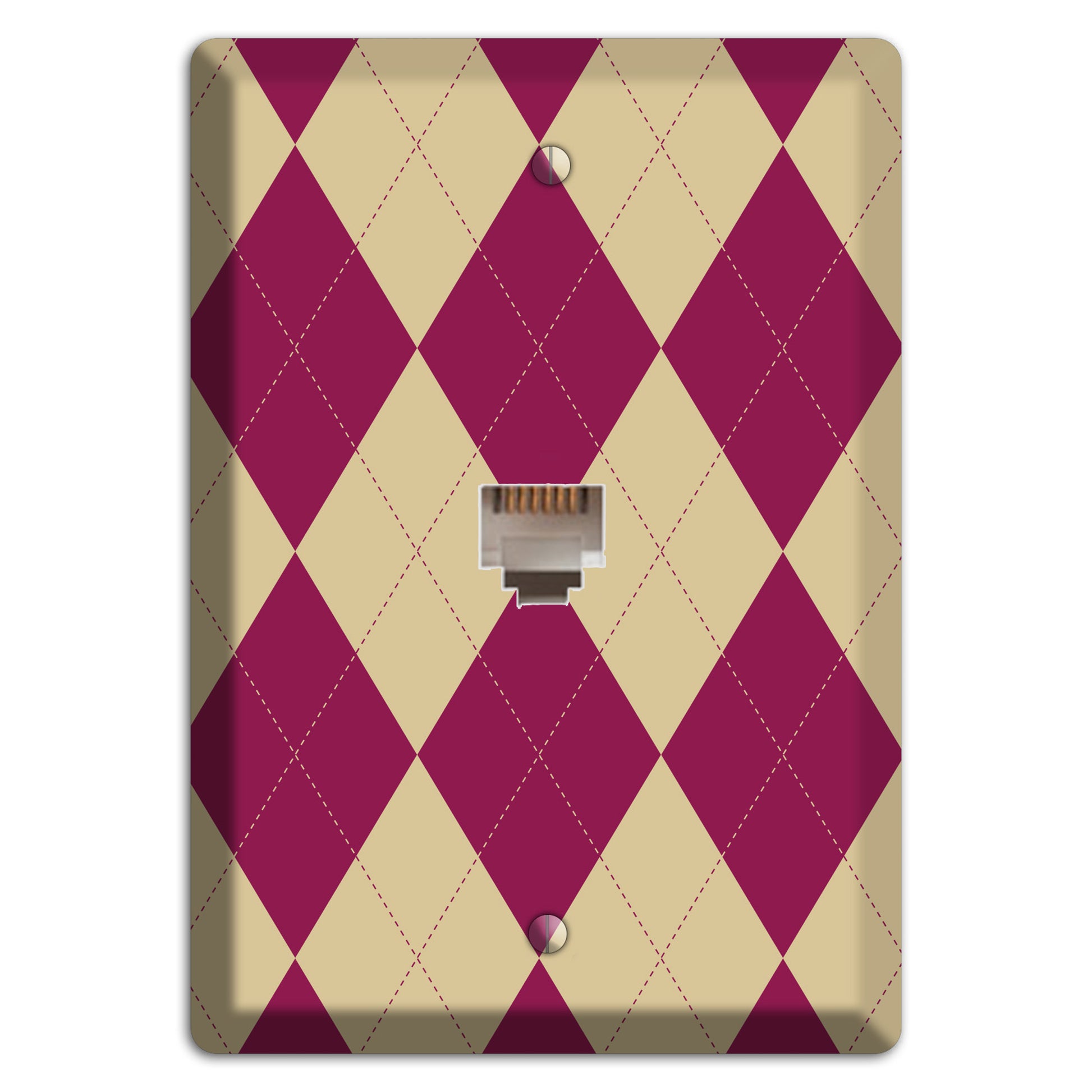 Red and Tan Argyle Phone Wallplate