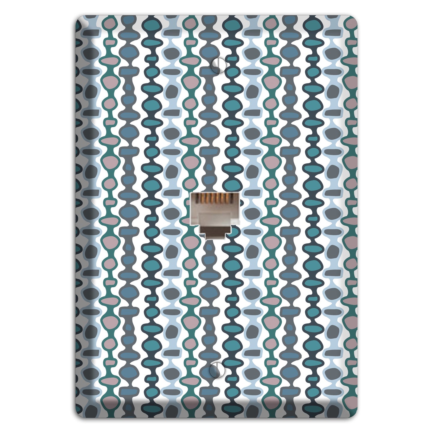 Grey and Multi Blue Bead and Reel Phone Wallplate