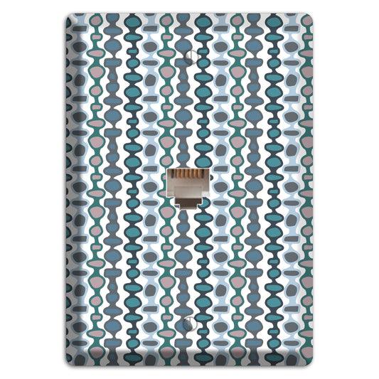 Grey and Multi Blue Bead and Reel Phone Wallplate