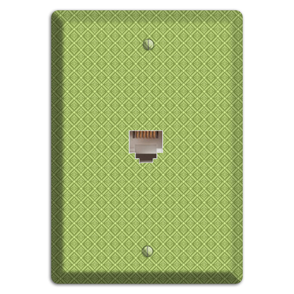 Small Green Damask Diamonds Phone Wallplate