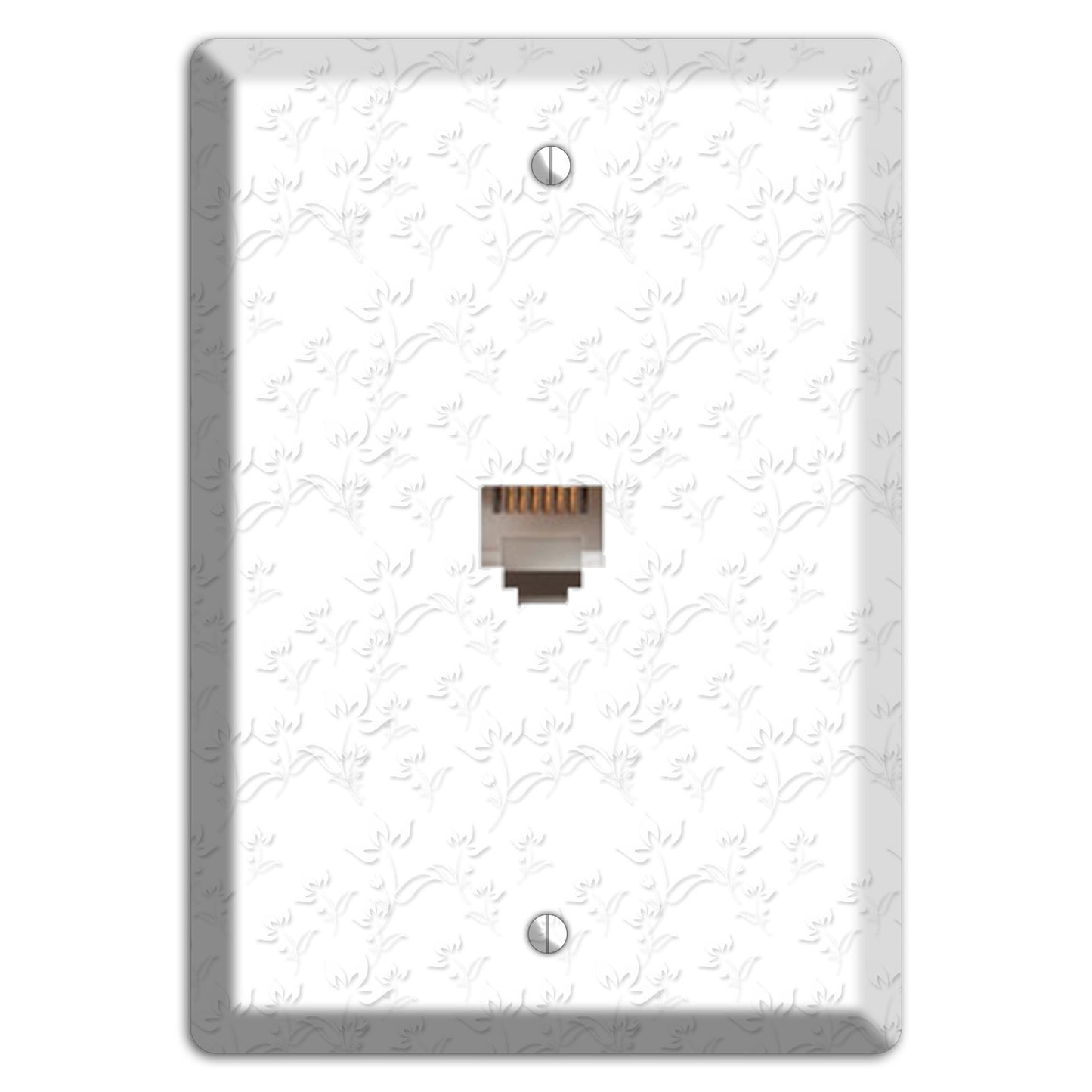 White with Grey Sprig Phone Wallplate