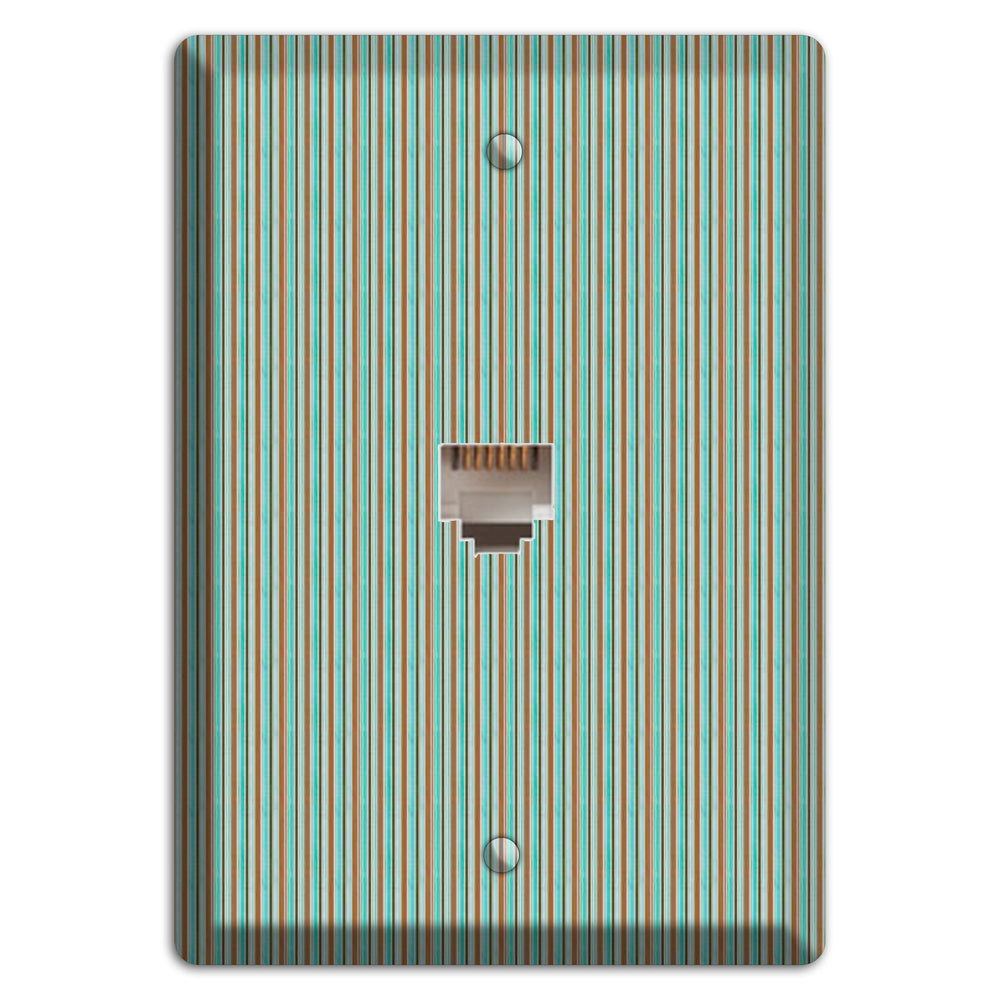 Multi Aqua Vertical Stripe Phone Wallplate