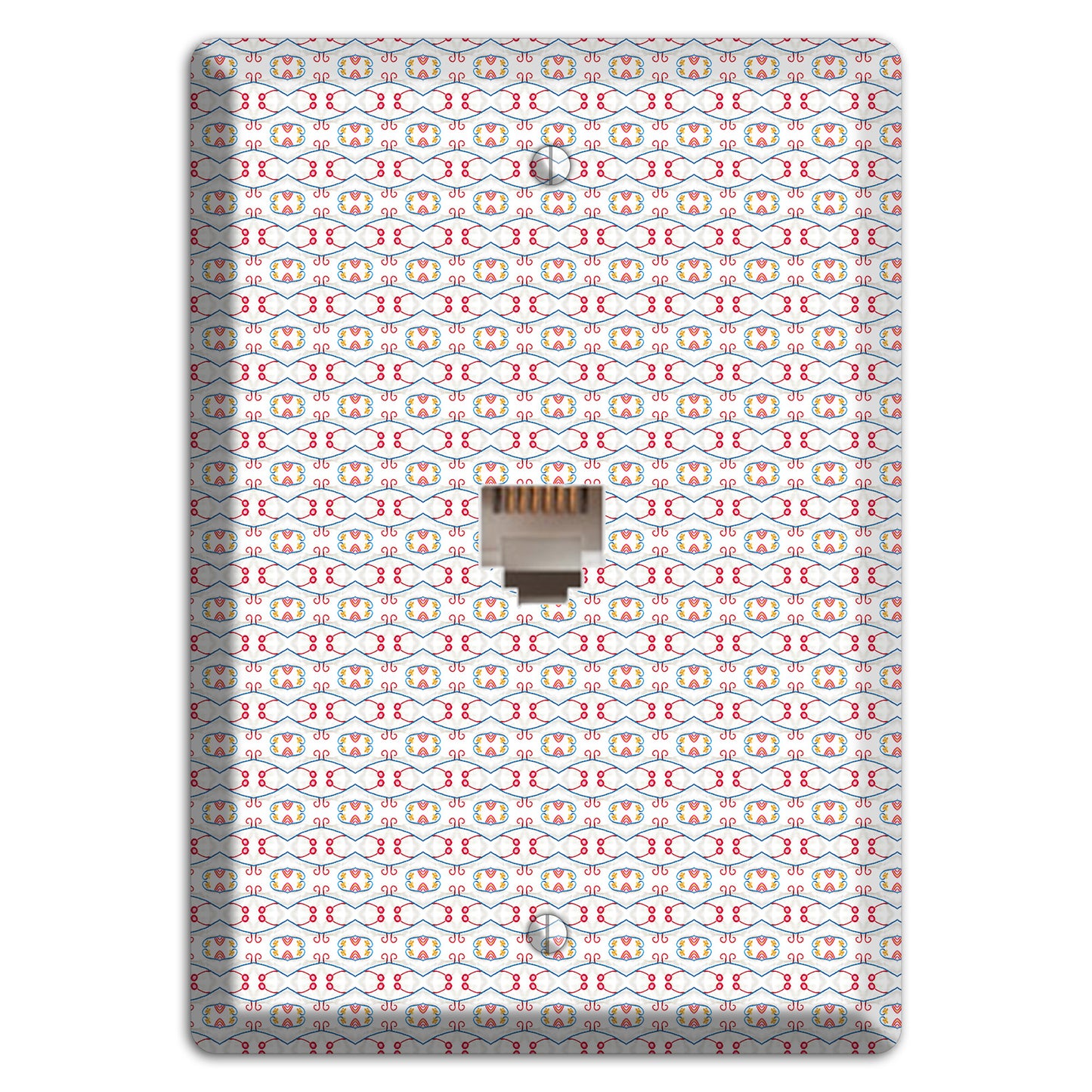 White with Red Tapestry Contour Phone Wallplate