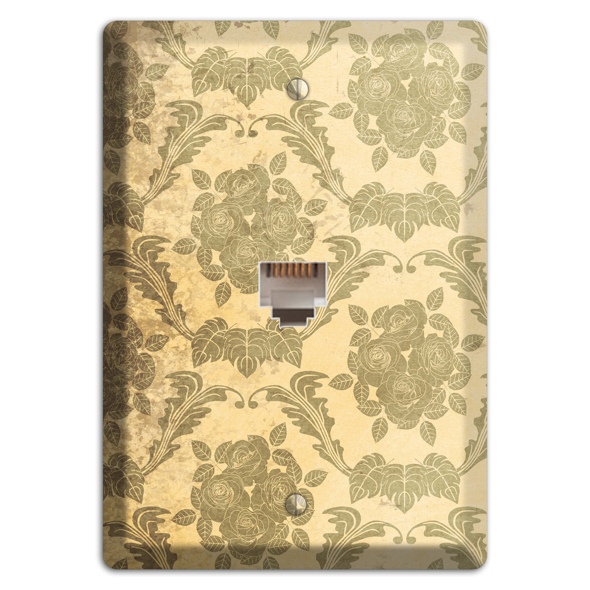 Straw Vintage Rose Damask Phone Wallplate