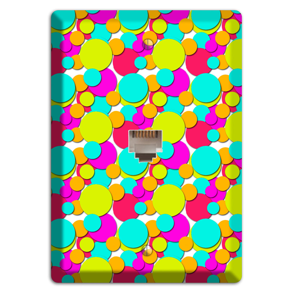 Aqua Fuschia Yellow Red Orange Bubble Dots Phone Wallplate