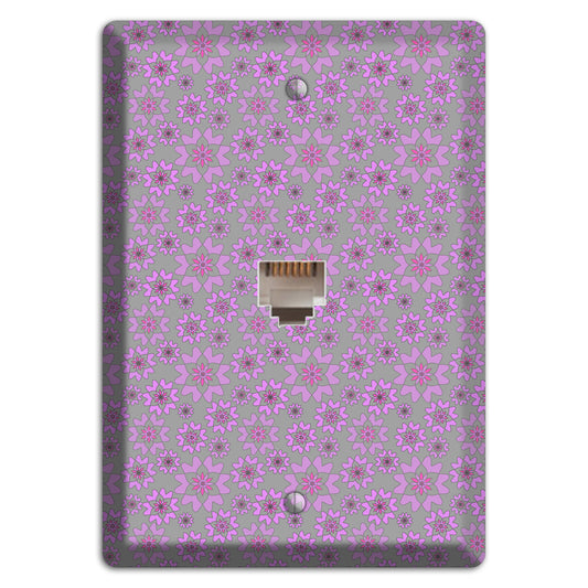 Grey with Tiny Purple Retro Suzani 2 Phone Wallplate