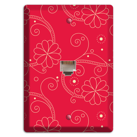 Red Floral Swirl Phone Wallplate