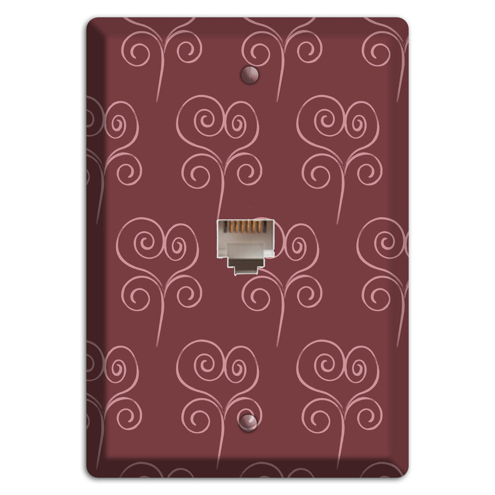 Maroon Scroll Heart Phone Wallplate